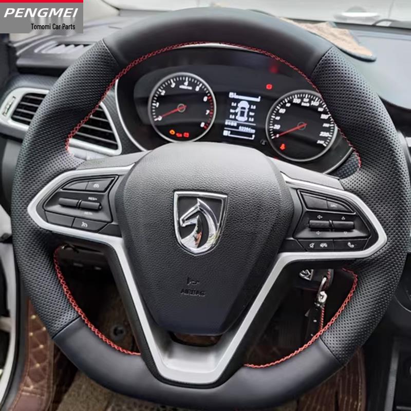 Hand-Stitched Genuine Leather Steering Wheel Cover for 2017-2021 Baojun 730, Suede, Full Wrap, Special Grip for Baojun 530 Default Option