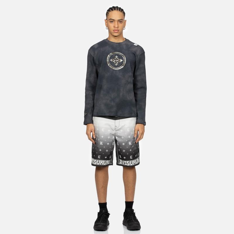 Evisu SS24 Family Flower And Logo Embroidery Long Sleeve T-Shirt Men Tops Black 2ESGNM4TL5134RXCT