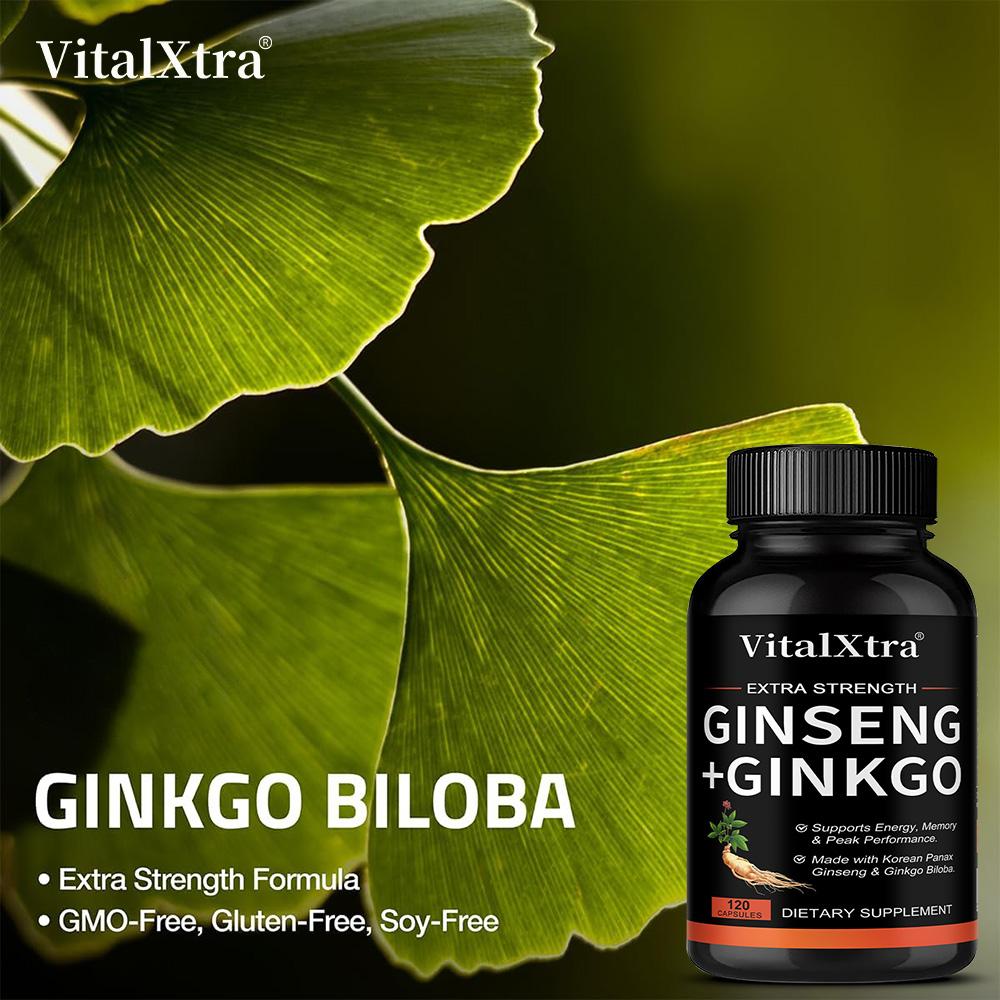 Ginseng + Ginkgo biloba verbessert die geistige Klarheit und Konzentration. 120 Kapseln.