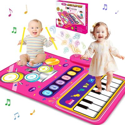 Bebek Müzik Matı Yürümeye Başlayan Çocuk Oyuncakları Yaş 1-2 - 2'si 1 Arada Piyano Davul Bebek Oyun Matı - Bebek Müzik Oyuncağı 12-18 Ay Bebekler Doğum Günü Sevgililer Günü G