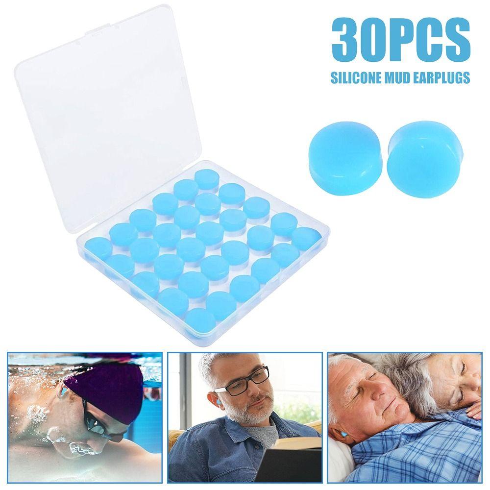 30Pcs Flexible Noise Reduction Earplugs Silicone Sound Insulation Earplug  for Sleeping Swimming