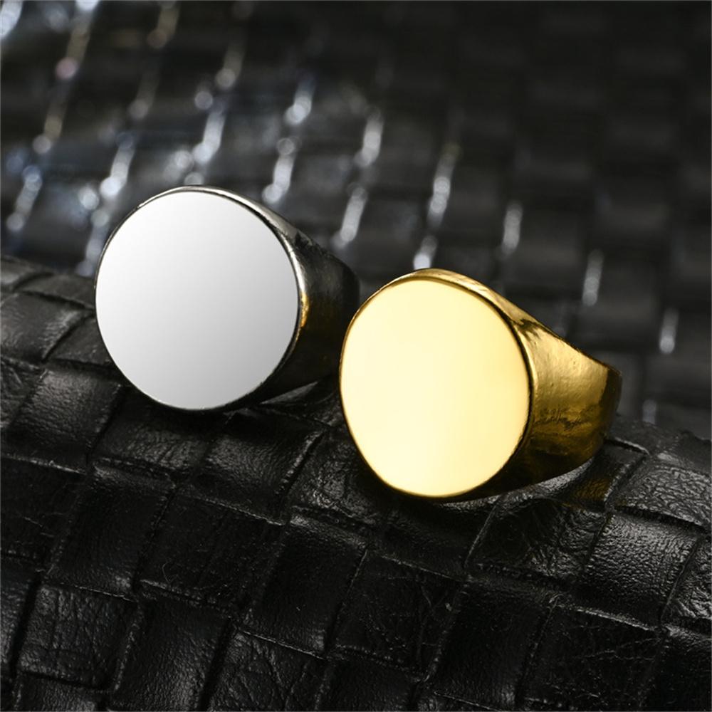 Punk Neue Mode Kreis Runde Ringe Männlich Gold Silber Farbe Edelstahl Geometrie Großer Ring für Männer Party Schmuck Geschenk 2025