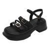 Sommer neue dicksohlige erhöhende Zehen-offene flachsohlige Sandalen koreanische Version Temperament mit Rock Höhe Ein-Wort-Riemen Römersandalen Frauen