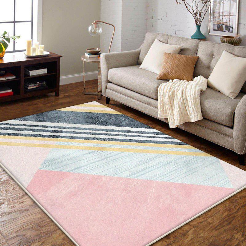 Nordic Geometric Living Room Carpet Modern Decoration Home Sofa Large Rugs Bedroom Bedhead Soft Anti Slip Mat Plush Washable