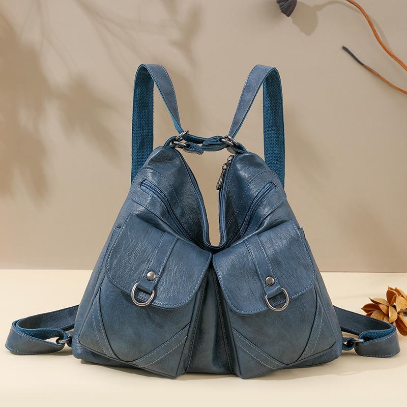 Middle Aged Women's Bag New Fashionable Women's Bag Soft Leather Large Capacity Single Shoulder Crossbody Bag Multi-layer Backpack
