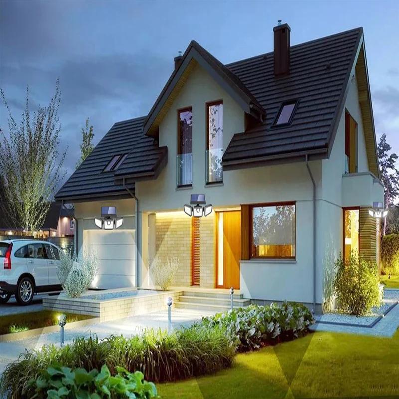 Solární světla Venkovní senzor pohybu Lidská indukční nastavitelná hlava IP65 Vodotěsná solární nástěnná lampa