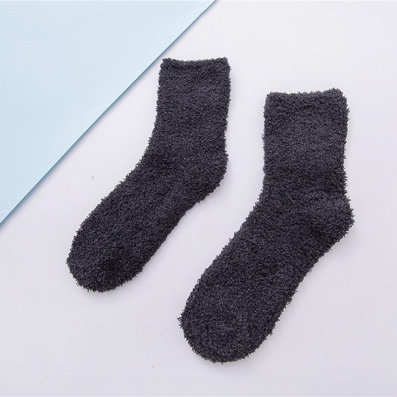 Winter Candy Farbe Korallen samt Frauen Warme Socken Plüsch Weibliche Verdickt Boden Schlafen Socke