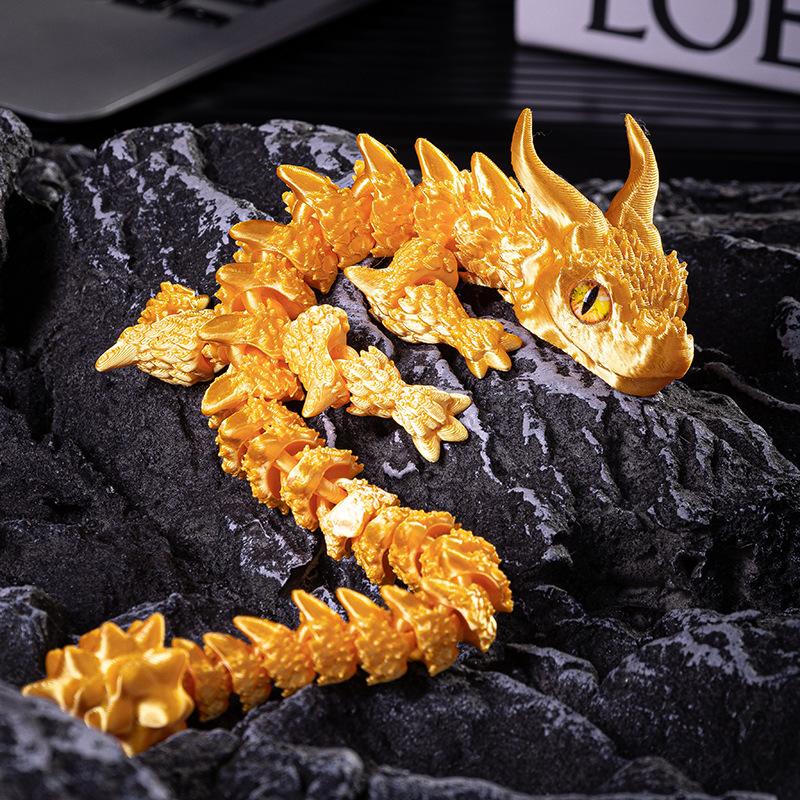 Creative 3D Printed Cute Double Horned Dragon Simulated Dragon Miniatures Table Home Decoration Pretty Ornament Toy Cool Gift
