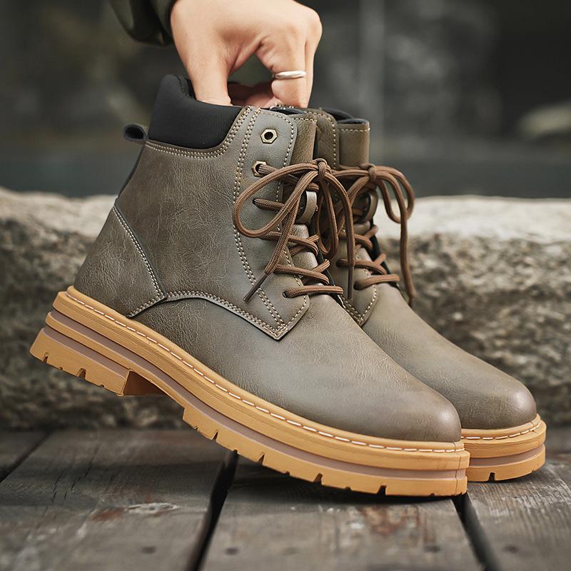 Large Size Men's Shoes Martin Boots Men's British Heightening Retro Casual Non-slip Thick-soled Dopamine