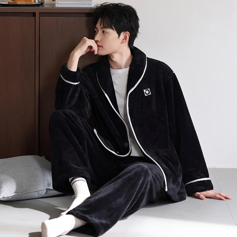 Pajamas men's winter coral fleece thickened fleece warm 1011 new autumn and winter flannel high-end loungewear