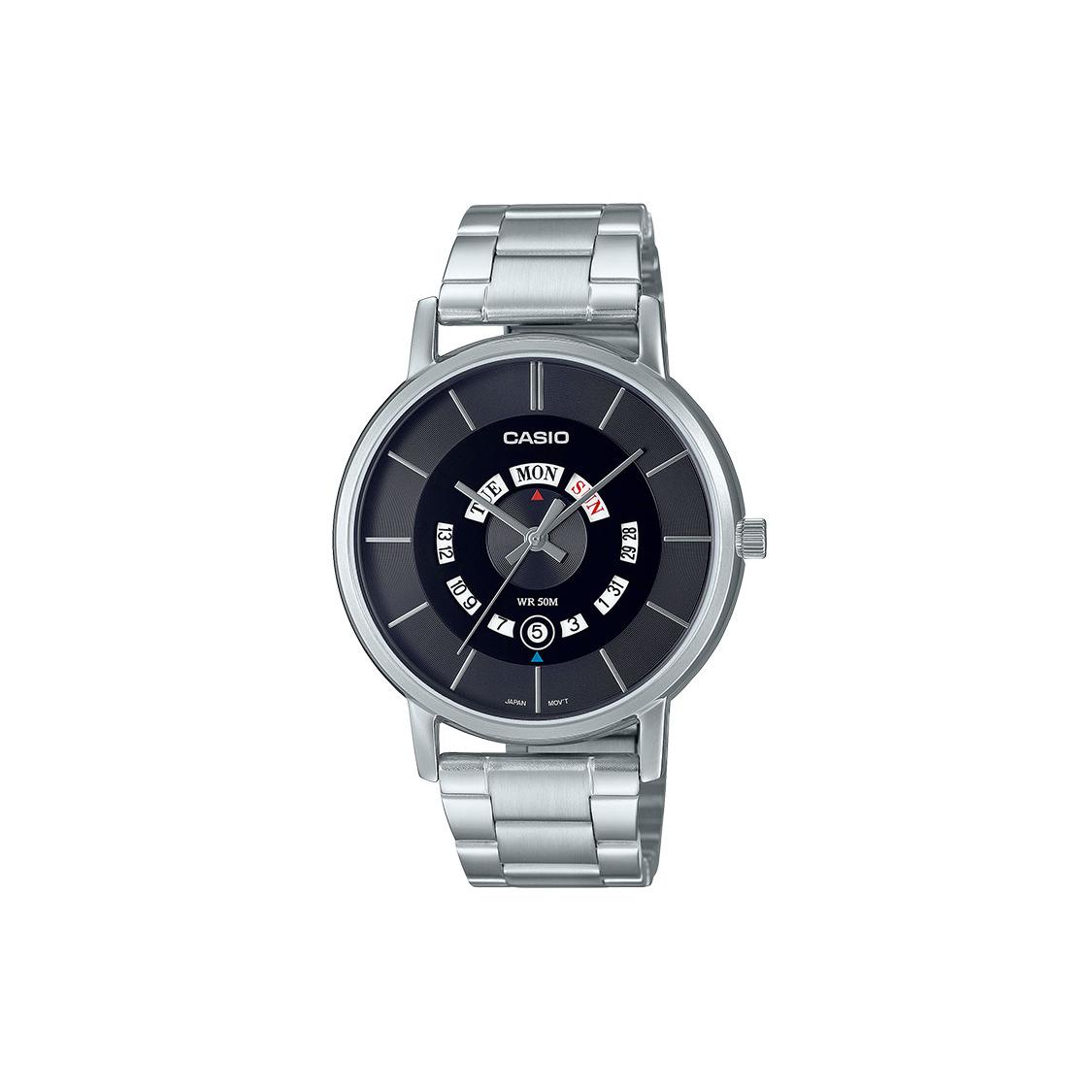 

CASIO STANDARD Electronic Movement Stainless Steel Strap Watch Men s Watches Black Dial MTP-B135D-1AV Black Dial