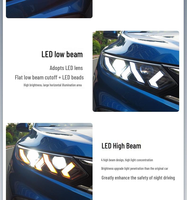 15-22 Honda XRV LED Daytime Running Lights Dual-Lens Headlight Assembly