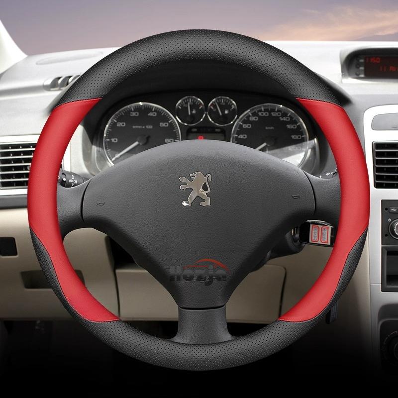 35cm 38cm Leather Car Steering Wheel Cover for Peugeot 5008 408 308 Rifter e-Expert Expert e-Traveller Landtrek Accessories
