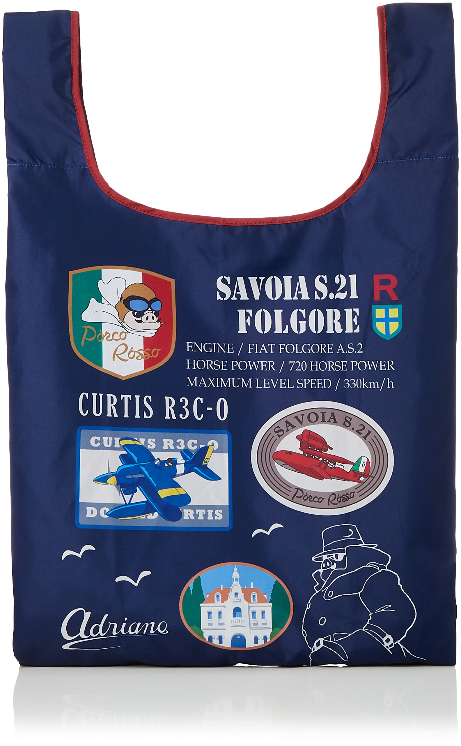 

Marushin Eco Ghibli Porco Made with Recycled 1165044300 Bag, Porco Rosso Rosso, Polyester,