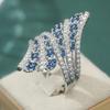 Elegant Inlay Blue Cubic Zirconia Rings Sparkling Chic Eternity Design Rings Women's Jewelry for Parties and Special Occasions