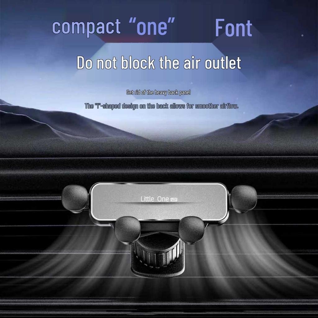 Universal Car Phone Holder with Air Vent Gravity Linkage and Dashboard Suction Cup