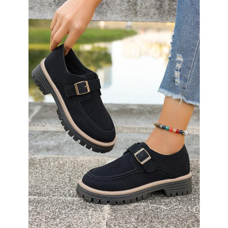 Plus Size British Style Height-Boosting Chunky Sole Leather Mary Jane Loafers for Women 2025 New Vintage Loafers