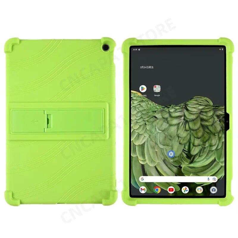 4 Verdickte Ecken Weiche Silikonhülle mit Ständer für Google Pixel Tablet Hülle 10.95" Kindersicherheit Stoßfester Schutzhülle