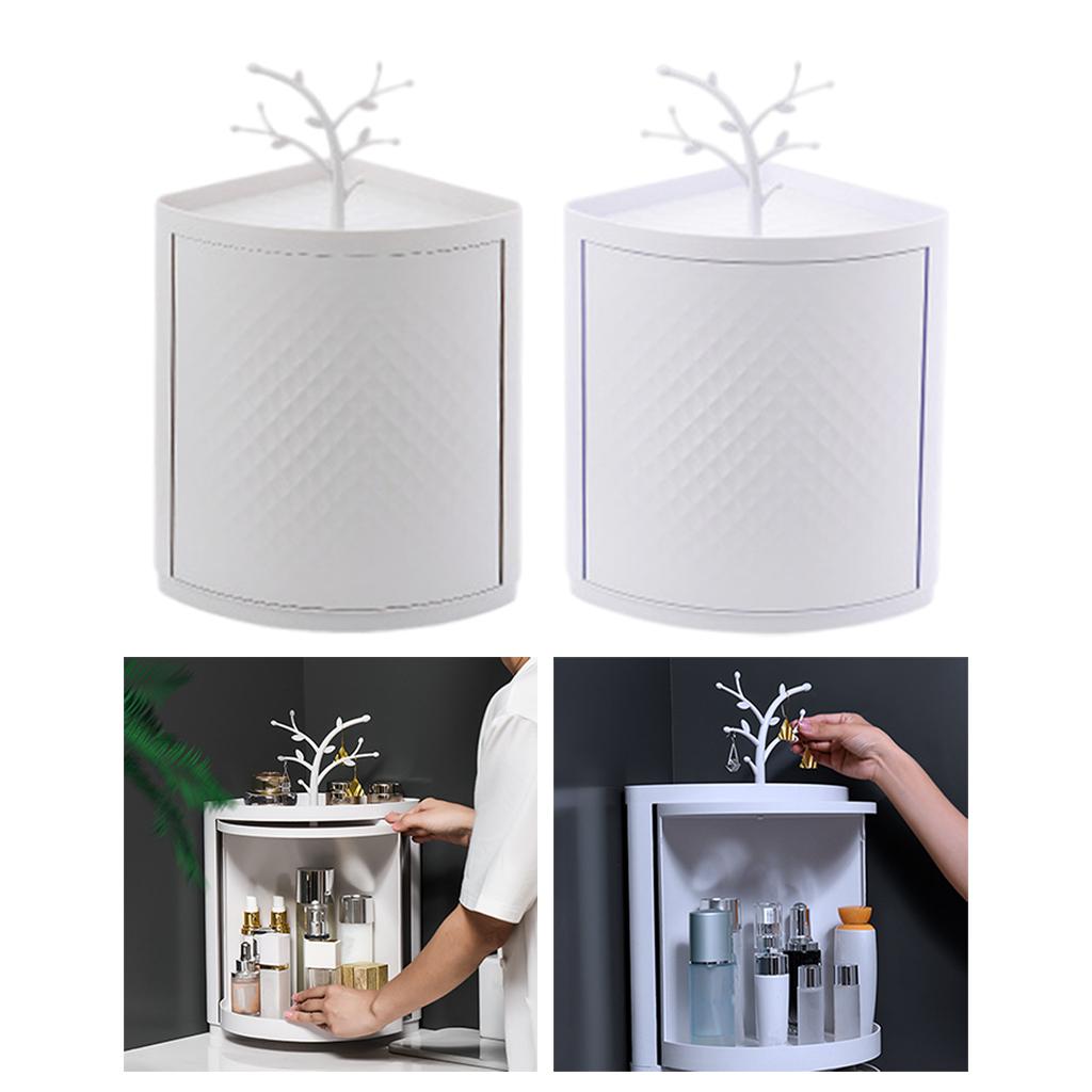 360° Rotating Multi-Function Corner Locker Holder Box Dust Wall Hanging Display Cabinet Bookcase