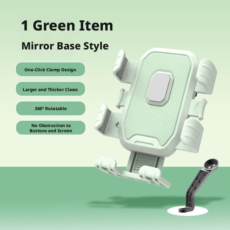 

Electric Vehicle Motorcycle Phone Holder, Bicycle Shock Absorber Navigation Rack, Outdoor Riding Accessories for Stable Mount Mirror base style зелений