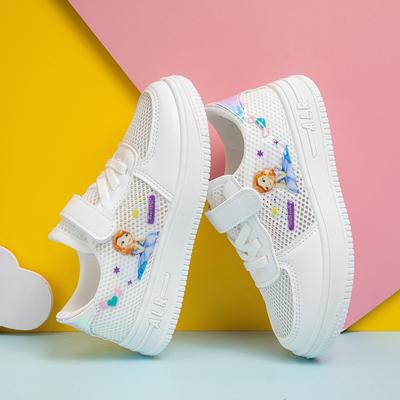 Girls Shoes Mesh Surface Small White Shoes Spring and Summer Breathable New Children's Board Shoes Primary School Princess Sports Shoes