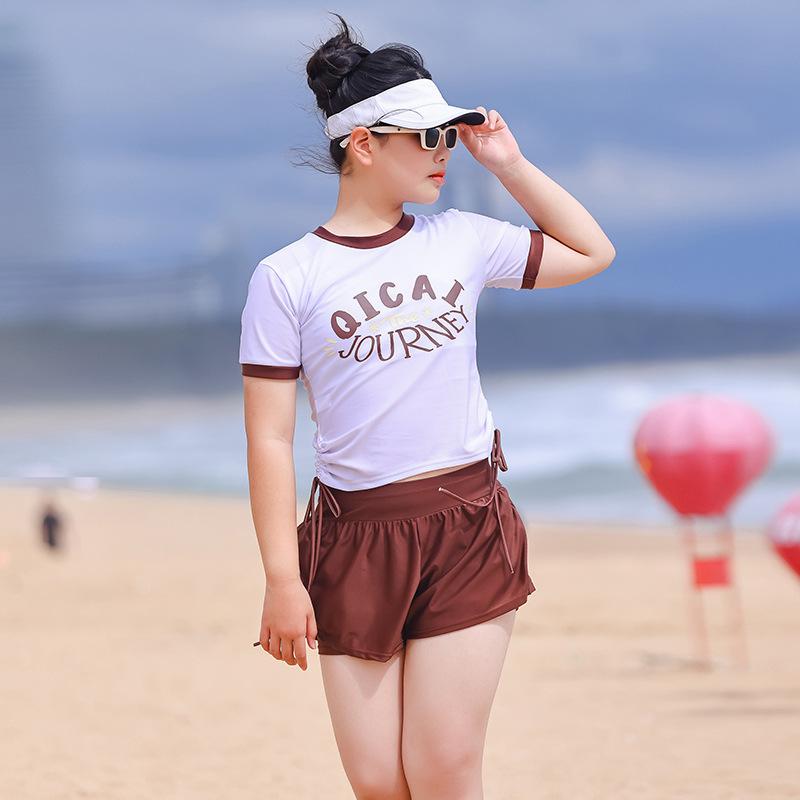 

Розовый комплект купальника с защитой от солнца для девочек - Раздельный стиль, купальник для старшеклассниц 5XL (47-57 kg)