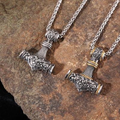 Collier avec pendentif marteau Thor en acier inoxydable 316L pour hommes, nouveau style nordique Viking