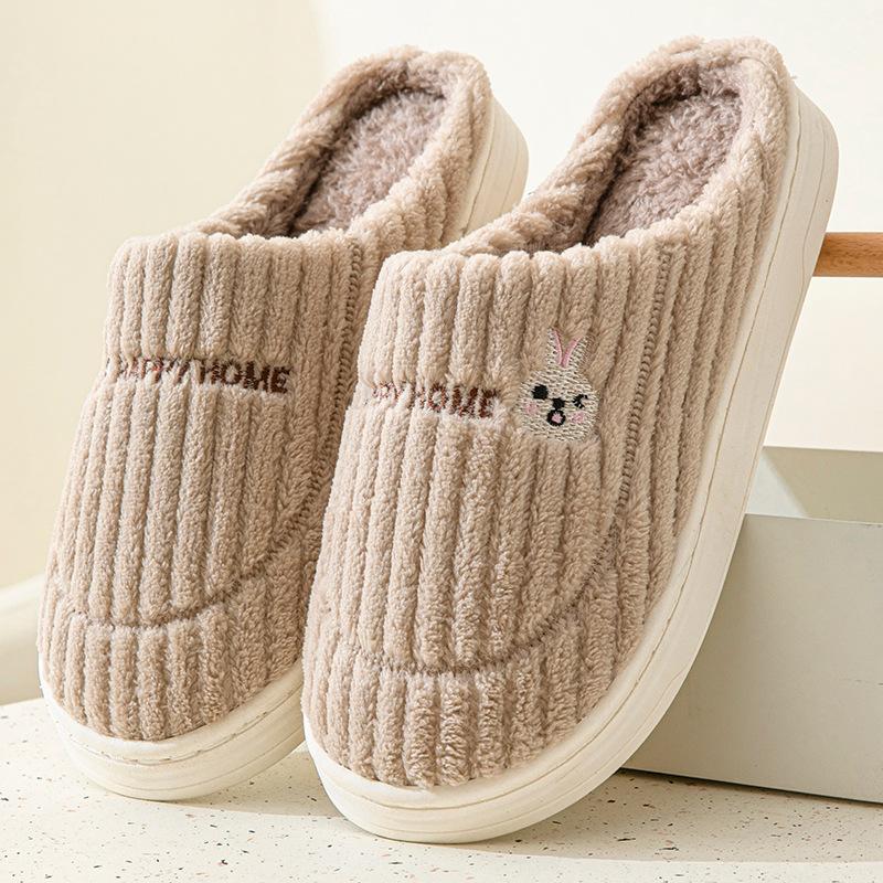 Cotton slippers plush slippers autumn and winter indoor cotton slippers men and women home confinement cotton shoes couple warm non-slip cotton shoes