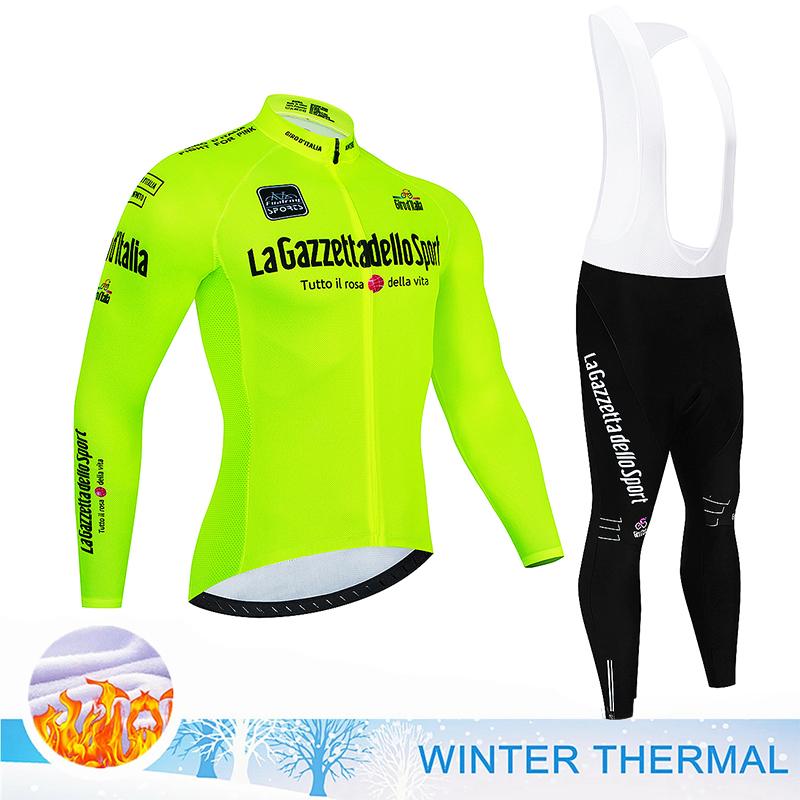 2025 Winter Thermal Fleece Sets Long Cycling Jersey 20D Gel Pad Men Fox Teleyi MTB Ropa Ciclismo Bike Bicycling Maillot Clothes