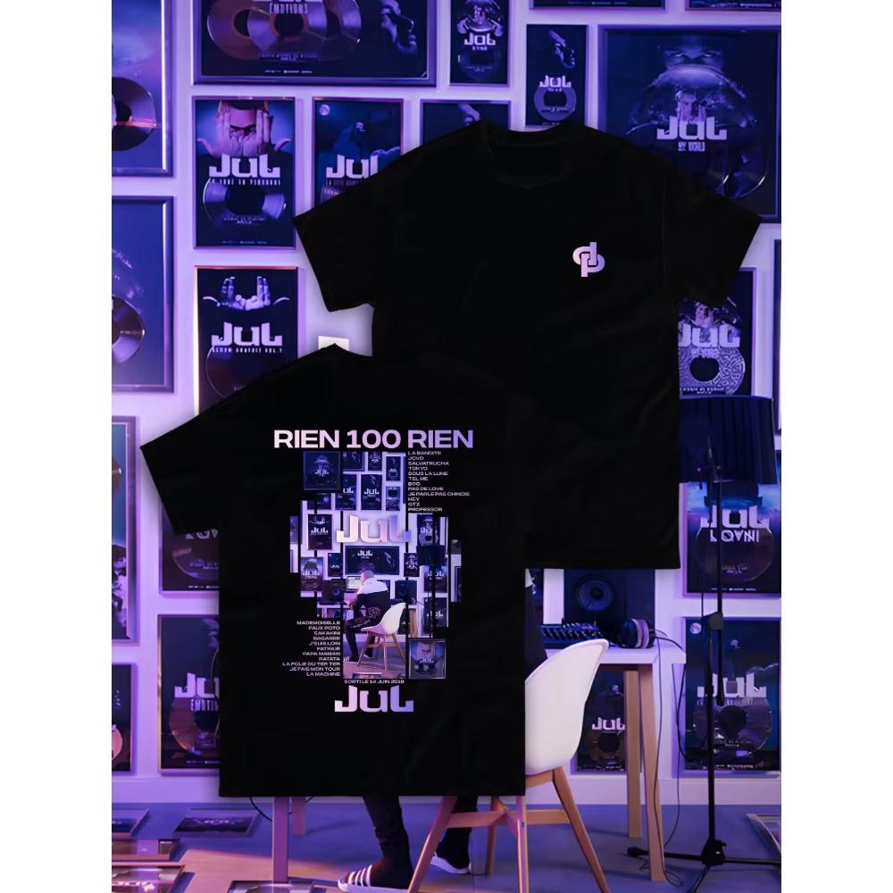

French Rapper Style Jul Short Sleeve Tshirt 2026 Summer New Unisexs Womens Fashion Cotton Oversized Tshirt Street Y2K M