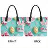  Easter Bunny Tote Bag Cute Print Shoulder Bag for Daily Shopping Travel Lightweight Handbag