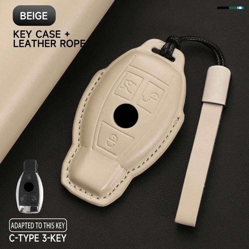 Genuine Leather Car Key Case Cover Key Bag For  Mercedes Benz A C E S G Class GLC CLE CLA GLB GLK GLS Protect Set Accessories