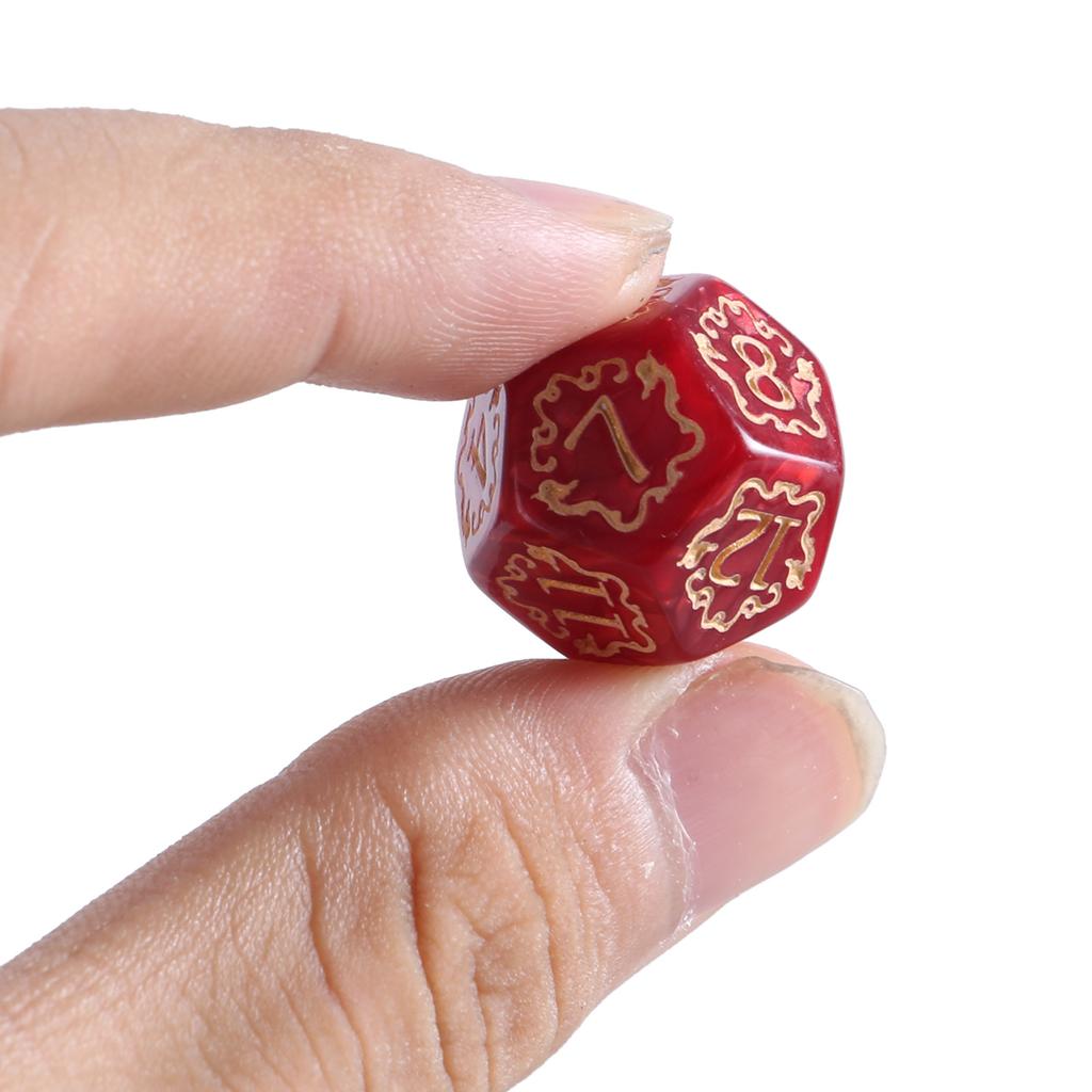 7Pcs Acrylic Polyhedral Dices Multi-Sided Game Dices Dragon Pattern Board Game Dices for Role Playing Table Game