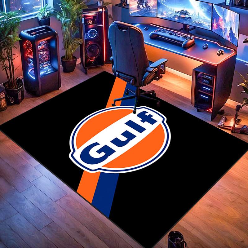 Tappeto con logo Gulf per soggiorno e camera da letto, tappetini per pavimenti, tappetino da bagno artistico, alla moda