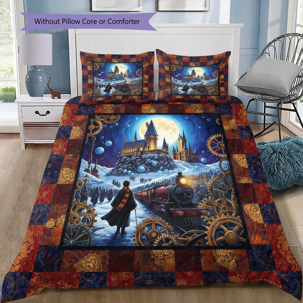 Cartoon-Muster Bettwäsche Steppbett-Set Bettbezug Kissenbezug Heimdekoration Geburtstagsgeschenk (1 Bettbezug + 2 Kissenbezüge, ohne Füllung)