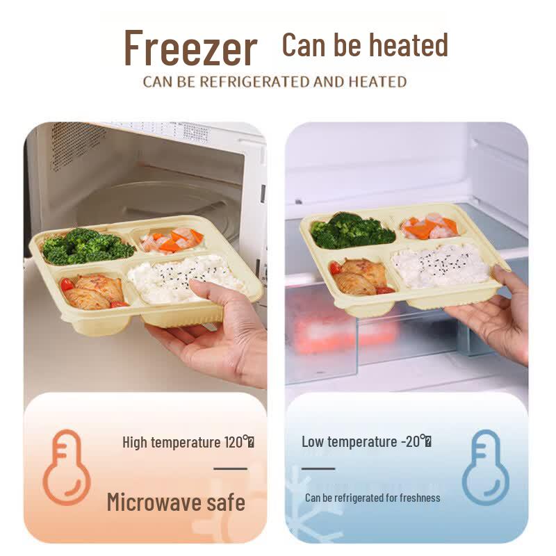 Yuzhou 1000ml 4-Compartment Degradable Microwaveable Lunch Box