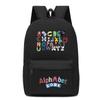 Large Capacity School Backpack Teens With Cartoon Letter Print Lightweight Ergonomic Design Oxford Fabric Adjustable Padded