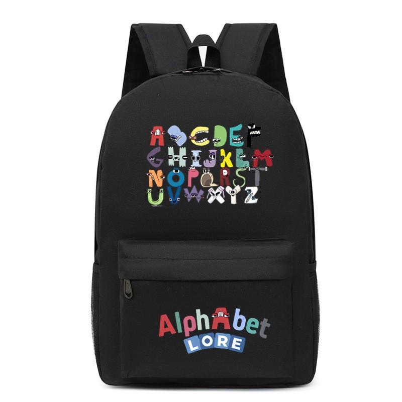 Large Capacity School Backpack Teens With Cartoon Letter Print Lightweight Ergonomic Design Oxford Fabric Adjustable Padded