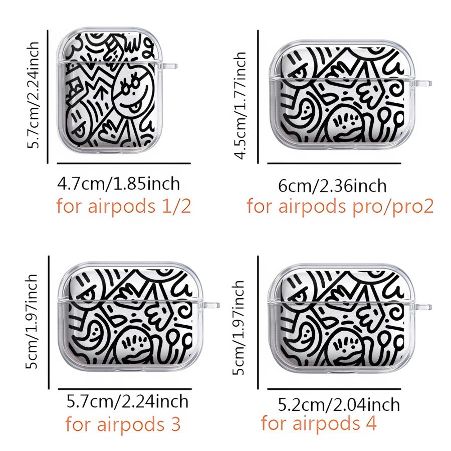 Clear Earphone Cases Cover Case For Airpods 1 3 2 4 Pro2 Pro Pro3 Cartoon Graffiti
