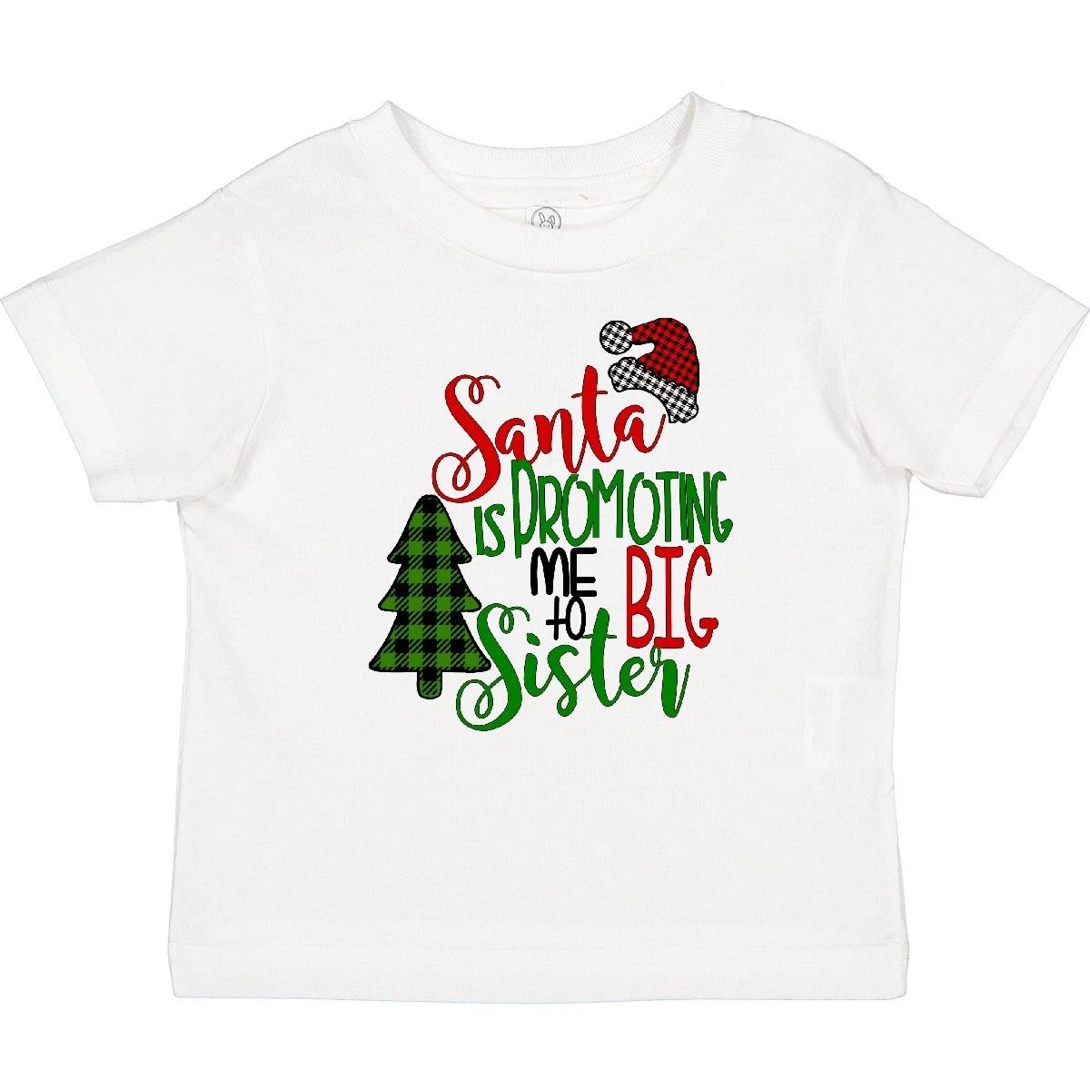 Inktastic Santa Is Promoting Me To Big Sister Green Plaid Tree Baby T-Shirt New 100
