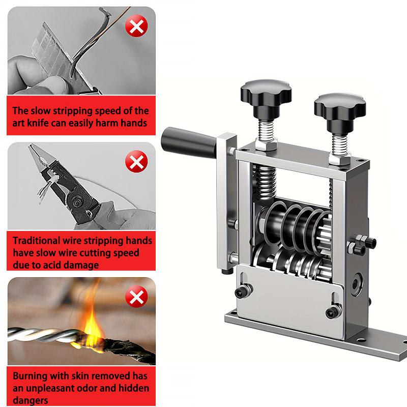 Manual Wire Stripper Copper Stripper with Manual Crank Visible Stripping Depth Portable Aluminum Frame Stripper