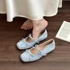 French Retro Temperament Square Head Bow Ballet Shoes Women's 2025 Summer New with Skirt Mary Jane Shoes