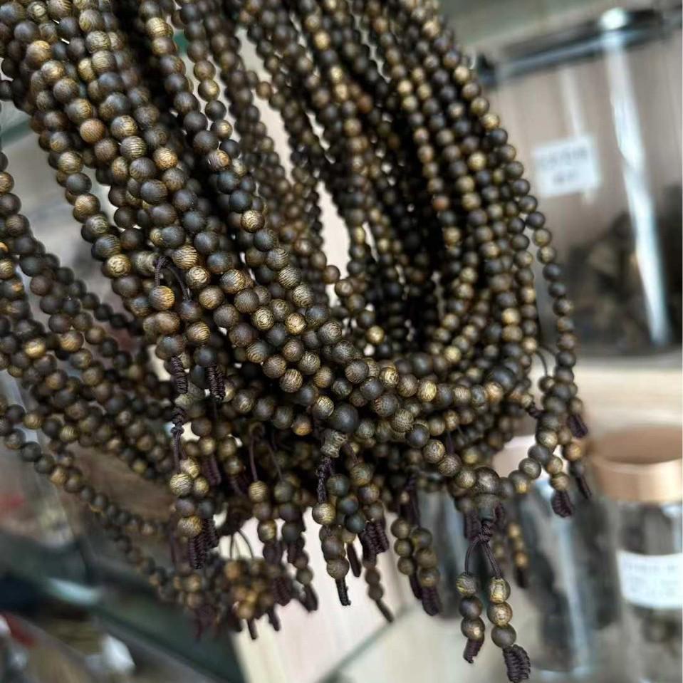 Kynam 05mm Nightingale Green Agarwood Bracelet, Multi-Strand with Round Bead Rosary, Guaranteed Authentic Original Color