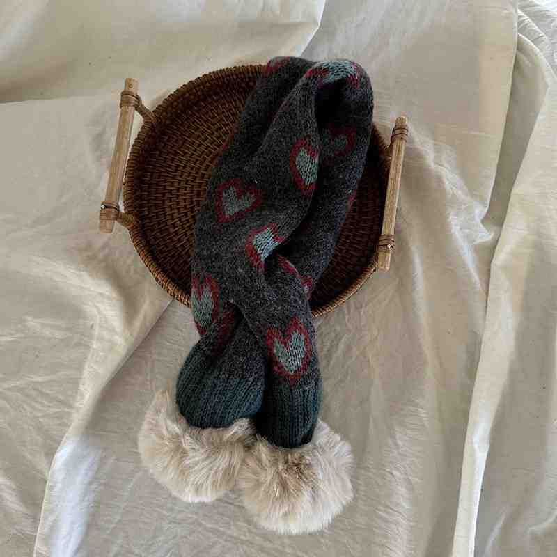 Children'S Warm Cross Scarf, Knitted Thickened Cold-Proof Neck Scarf, Men'S And Women'S Foreign Scarf