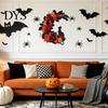 Unique Holiday Gift Halloween Black Cat Moon Wreath, Gothic Crescent Wreath with Home Decor Artificial Rose Flowers for Front Door Porch Wall Weather