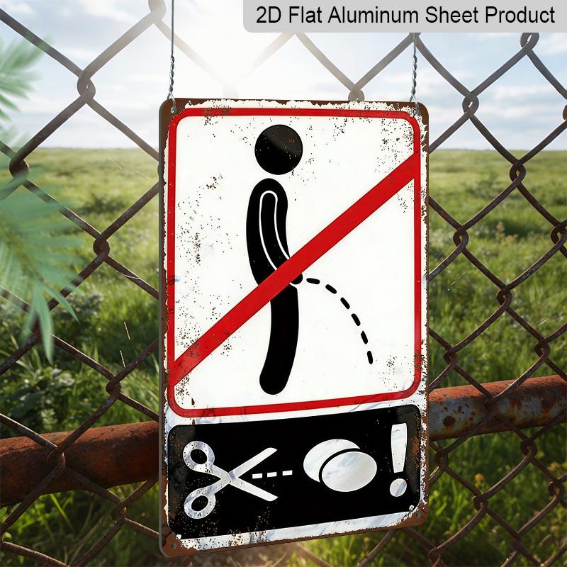 2D Flat 1pc Metal Sign, No Peeing Warning Sign, Durable Aluminium Metal Plaque, Suitable for Bars, Bedrooms, Restaurants, Kitchens, and Home Decor