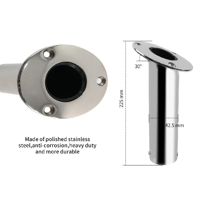 Marine Heavy Duty Stainless Steel Boat Cast Fishing Rod Holder Oval 15°/30°/90° with PVC Inner Boat Hardware