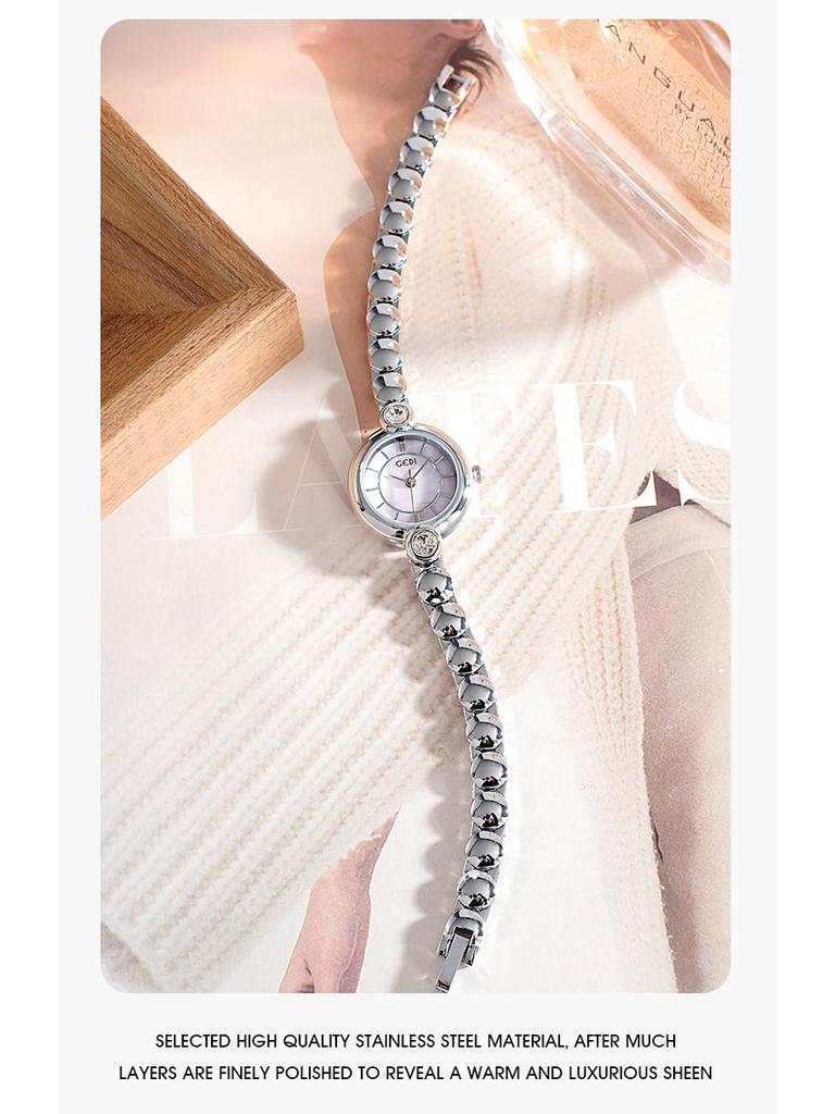 Gedi Luxury Mother-Daughter Mother-of-Pearl Quartz Watch with Alloy Bracelet – Waterproof and Exquisite Design