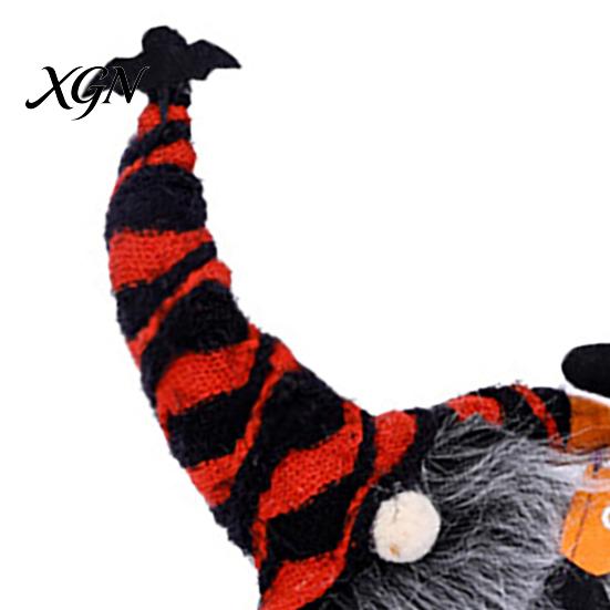 Striped Knitted Gnomes Halloween Plush Gnome Decoration, Spooky Boo Swedish Tomte Elf Figurine, Decorations Scandinavian Dwarf Ornament for Home Table