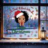 Christmas Window Sticker, Black Girl, Children's Room Wall Sticker, PVC Self-adhesive Material, Festive Atmosphere, Snowflake Window Sticker